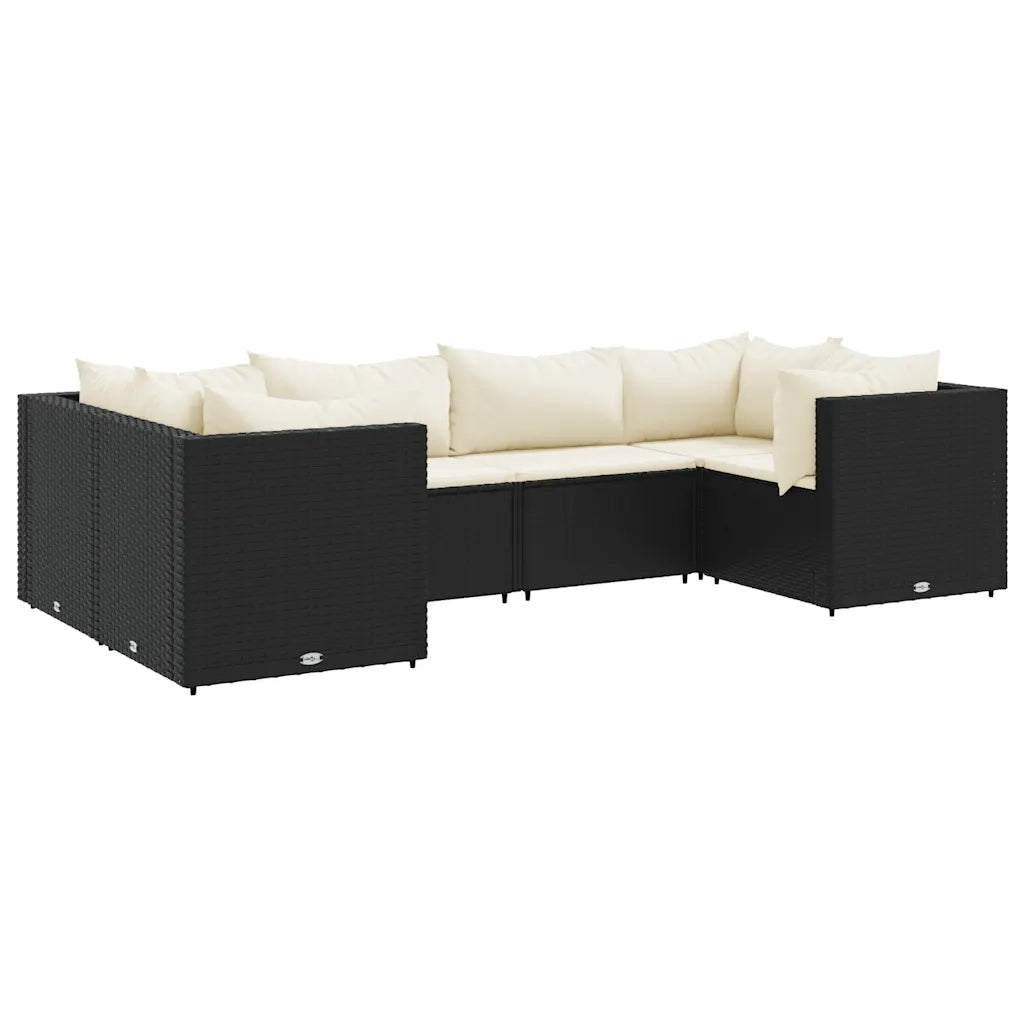 vidaXL Set Mobili da Giardino 6 pz con Cuscini in Polyrattan Nero