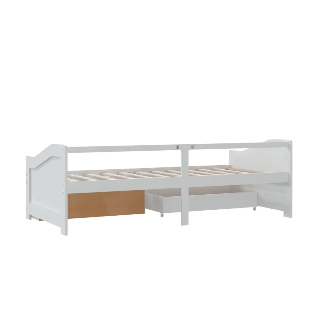 Divano Letto 3 Posti con Cassetti Bianco Pino Massello 90x200cm