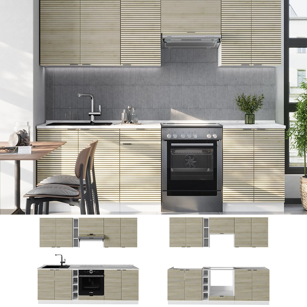 Cucina componibile Fame-Line Pannello in quercia/Bianco 235 cm, PL Rovere Vicco