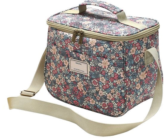 Lunchtas Geïsoleerde con Bloemenpatroon e Schouderband Regolabile (7,5L, Blu B-Blauw)