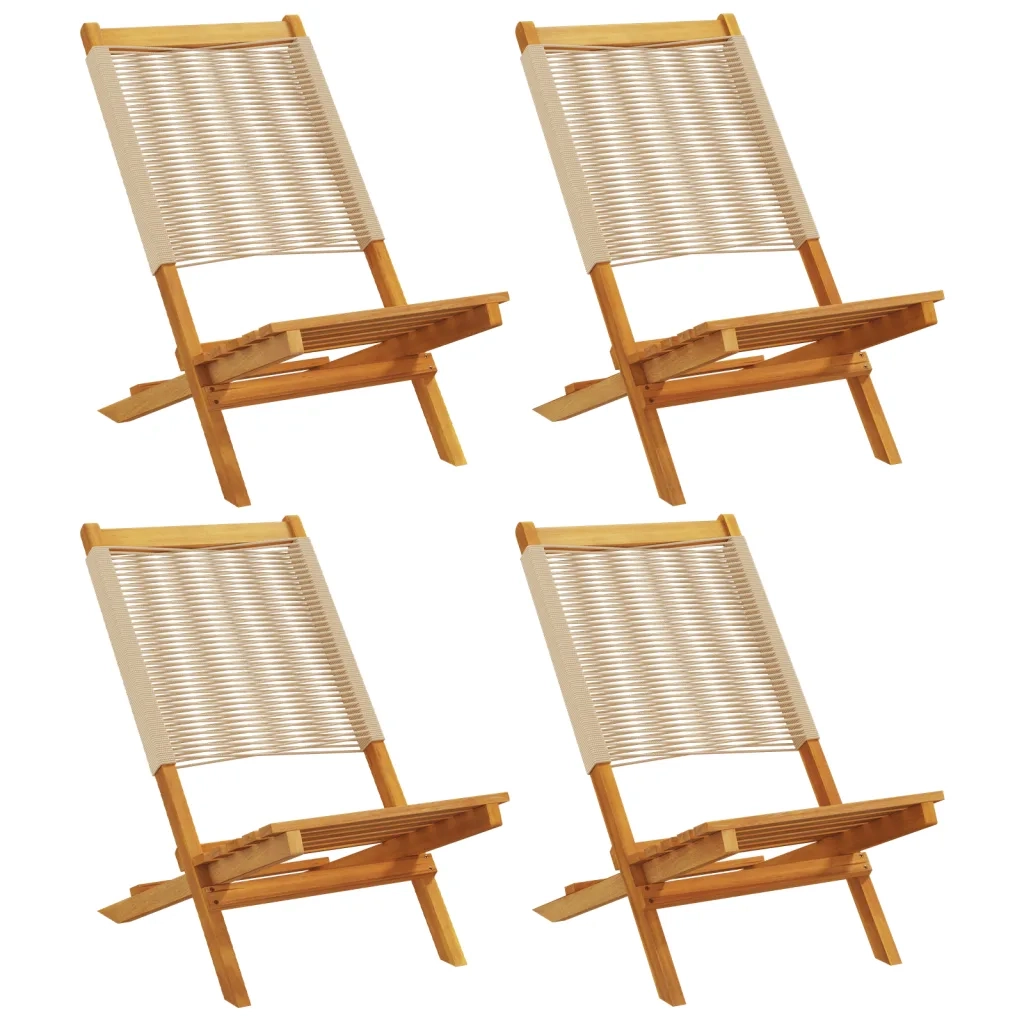 vidaXL Sedie da Giardino Pieghevoli 4pz Beige Legno Massello di Acacia