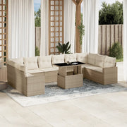 Set Divani da Giardino 11 pz con Cuscini Beige in Polyrattan