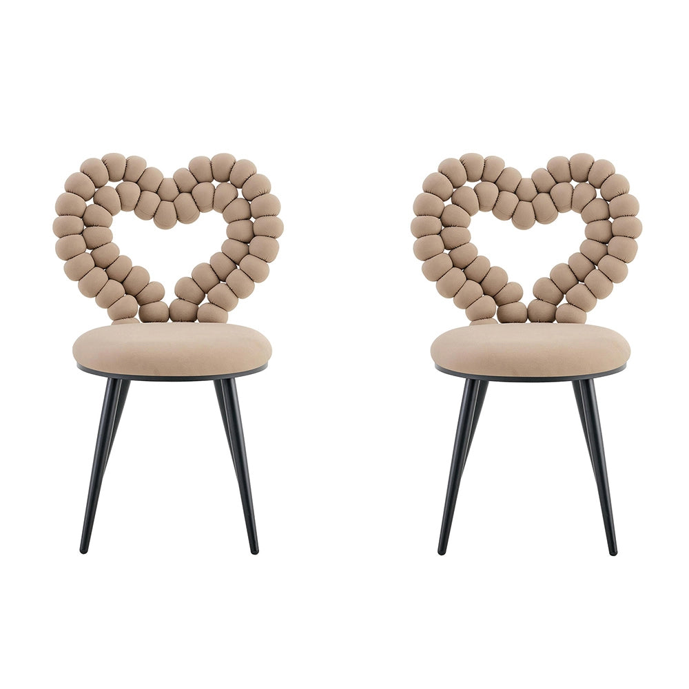 Set 2 sedie da pranzo - Xylo - velluto camel gambe nere con schienale triangolare