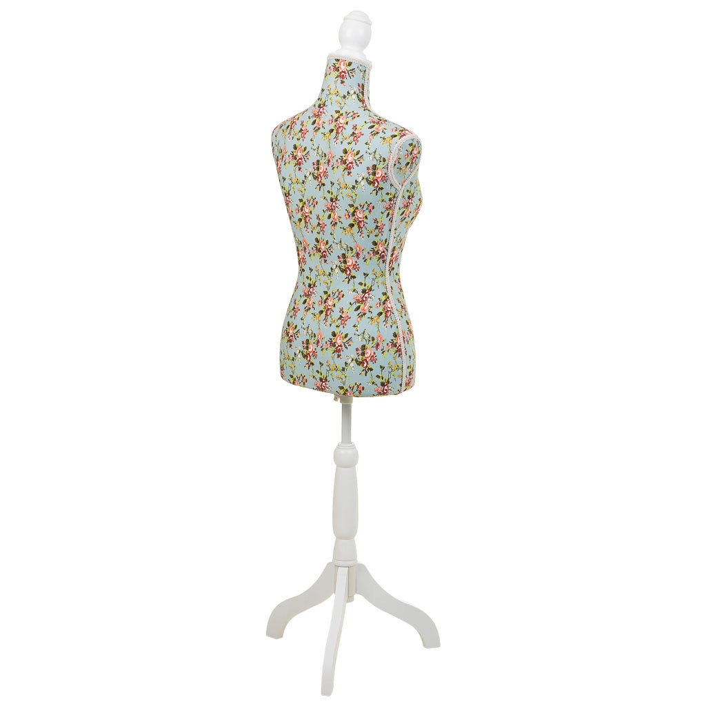 Manichino in legno e schiuma rivestito in tessuto verde 24x37,5x168h