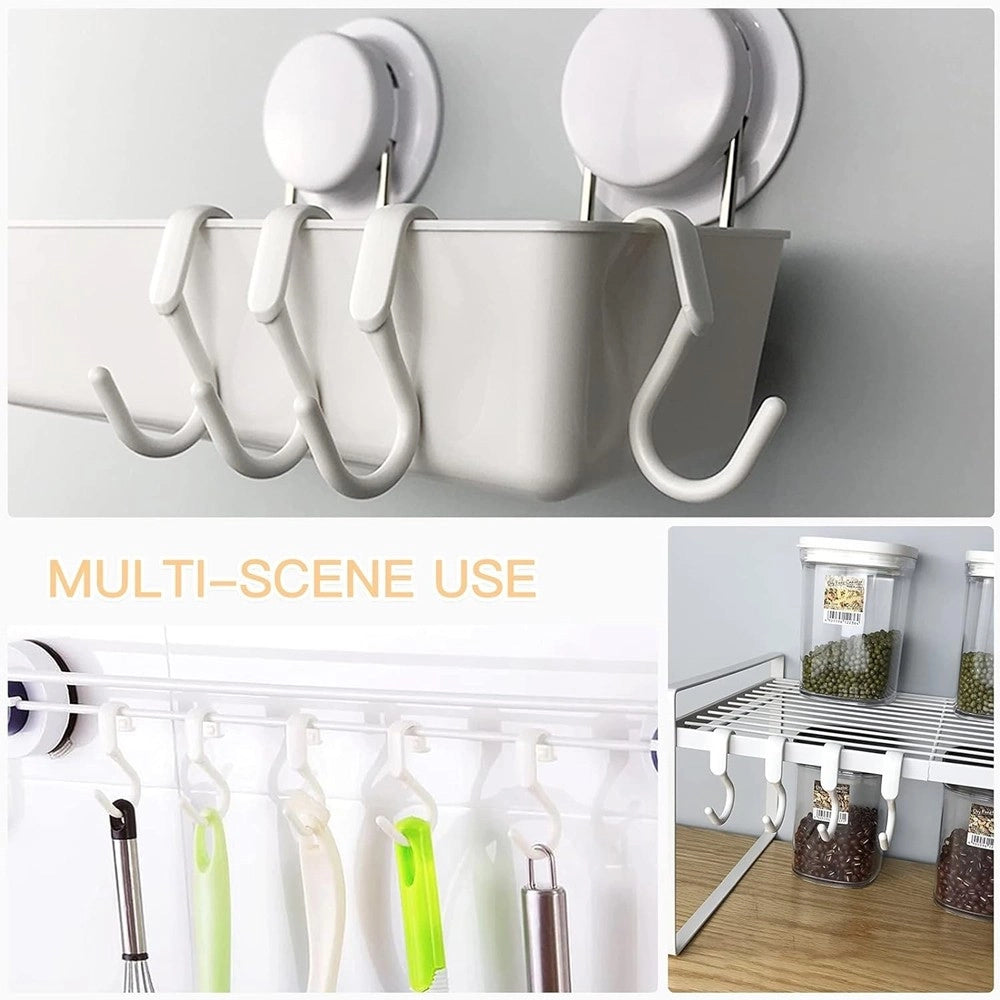 Trade Shop - Set 6 Pz Ganci Multiuso Forma S Salvaspazio Per Cucina Bagno Casa Bianchi 87365 -