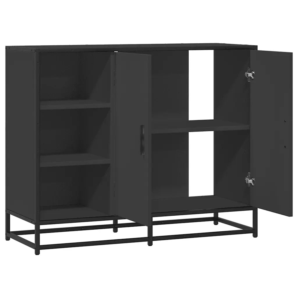 Credenza Nera 92x35x76 cm in Legno Multistrato 849019