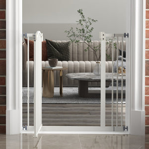 Cancelletto per Cani Estensibile 74-87x78 cm con 2 Blocchi e Chiusura Automatica in Metallo e Plastica Bianco