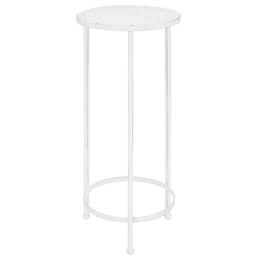 Portavasi da 3 pezzi stile vintage metallo anticato bianco 02_0045024