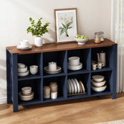 Mobile contenitore a 8 vani aperti 140x34x75 cm in MDF blu HOMVRA