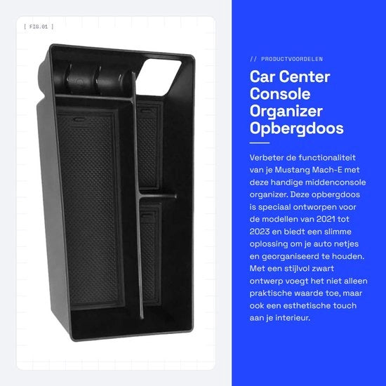 Organizzatore per console - Adatto per Mustang Mach-E 2021-2023 - Nero - Duraturo - Alta longevità - Console Organizzatore
