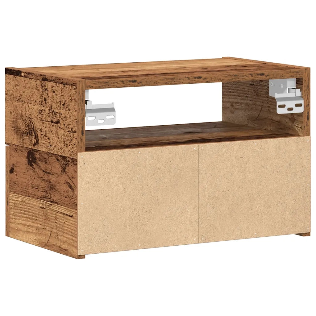 Set di 2 Comodini | Armadio da Notte | Mobiletto da notte a Muro Legno Antico 45x26x28,5 cm