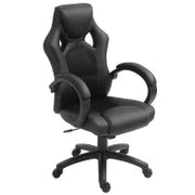 Sedia da Gaming ad Altezza Regolabile, Sedia da Ufficio con Funzione a Dondolo, Girevole e Reclinabile, 71x61x108-118 cm, Nera