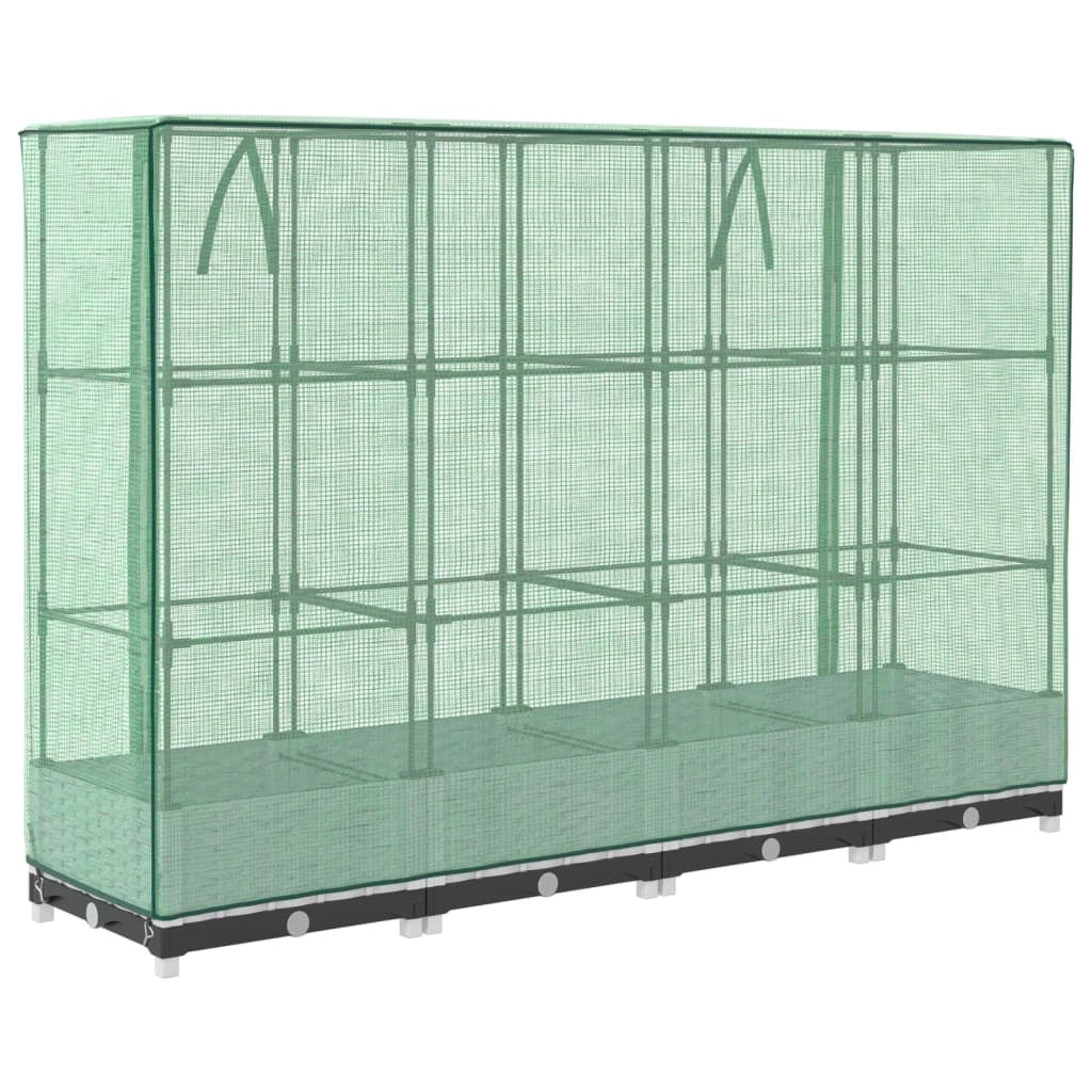 Aiuola rialzata/fioriera con copertura effetto rattan 160 x 40 x 123 cm bianco 02_0038750