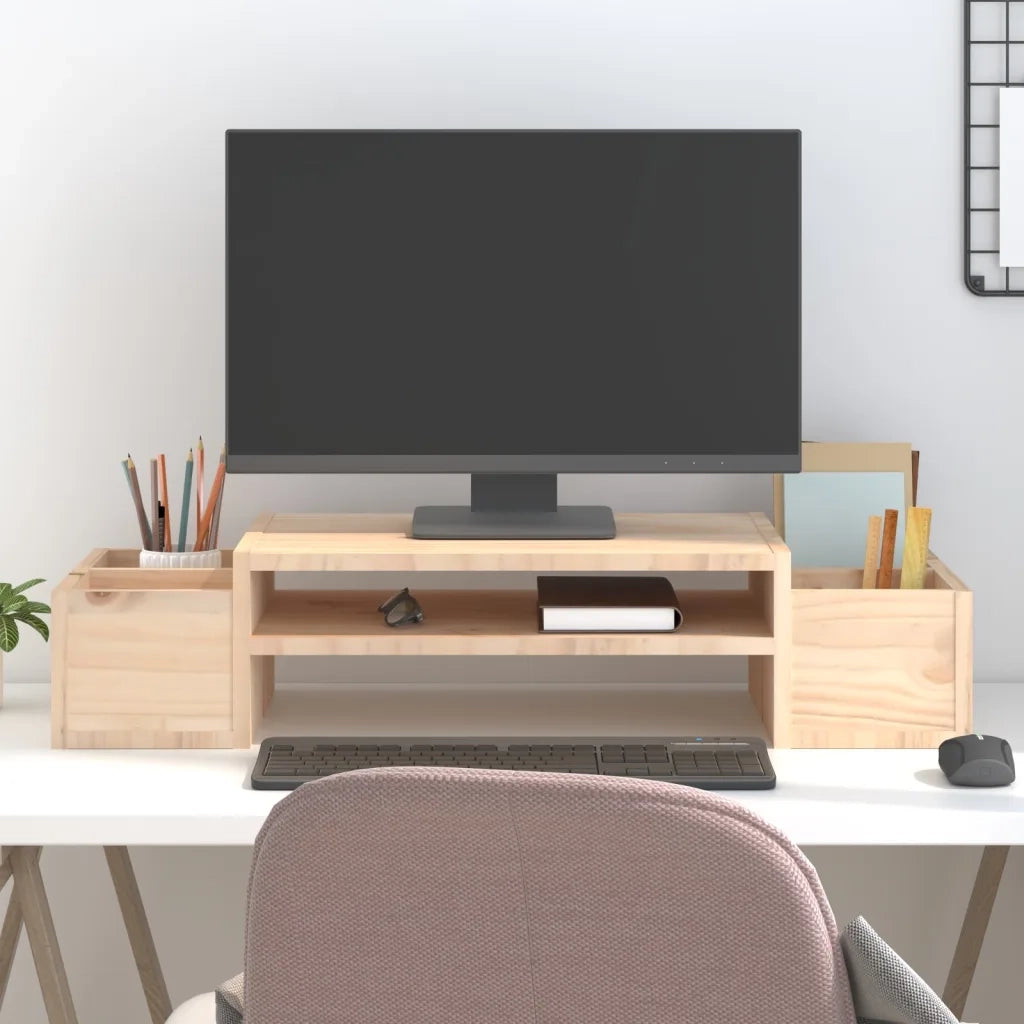 Supporto per Monitor 70x27,5x15cm in Legno Massello di Pino cod mxl 63909
