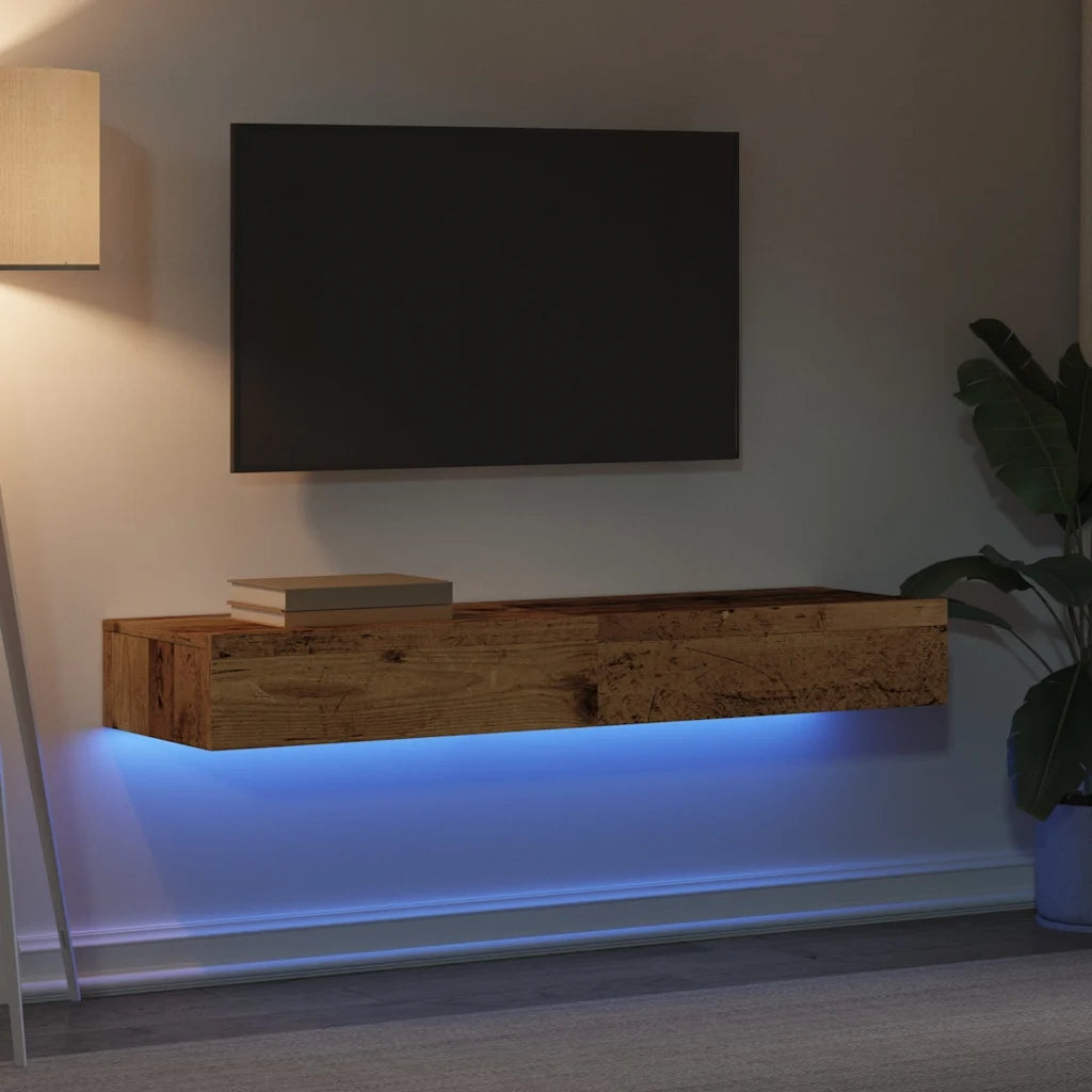 Mobili Porta TV con Luci LED 2 pz Legno Antico 60x35x15,5 cm 856344