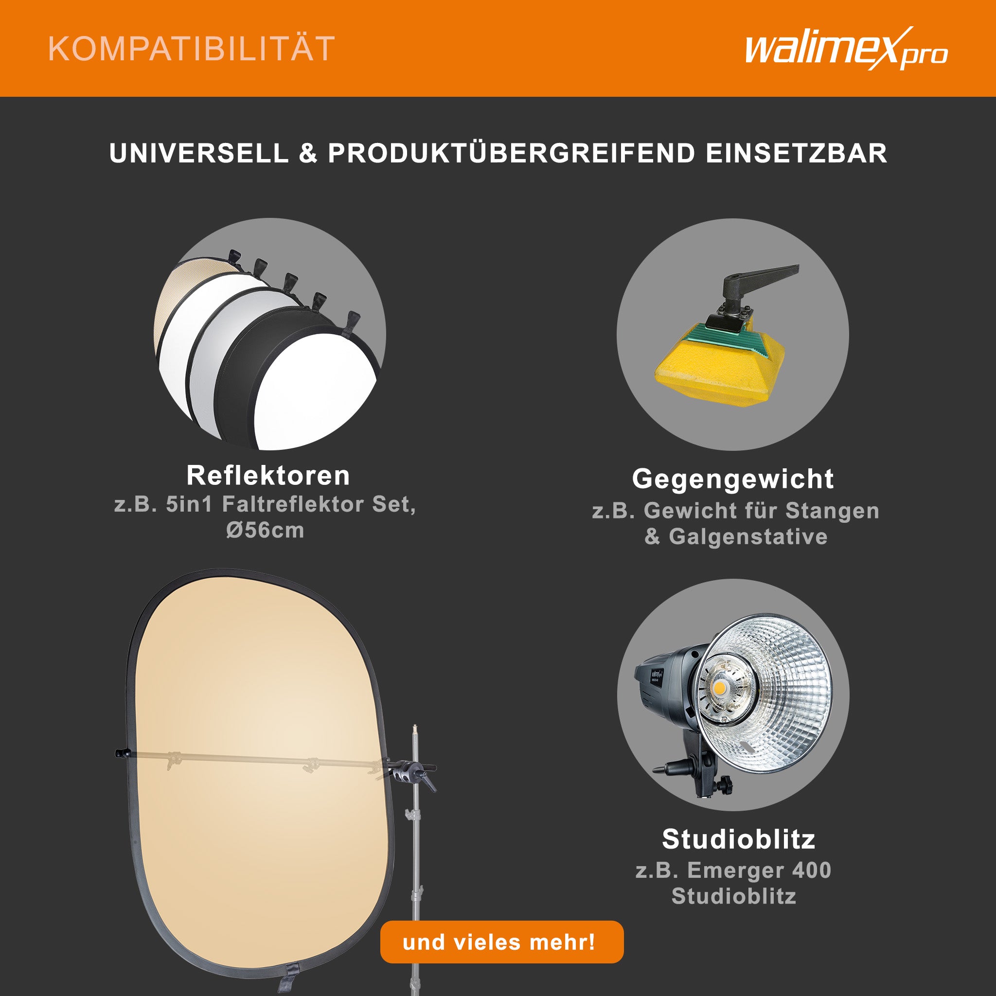 Walimex supporto per riflettore, 10-168cm