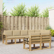 Set di divani da esterno 8 pcs Bianco e Beige Poliestere