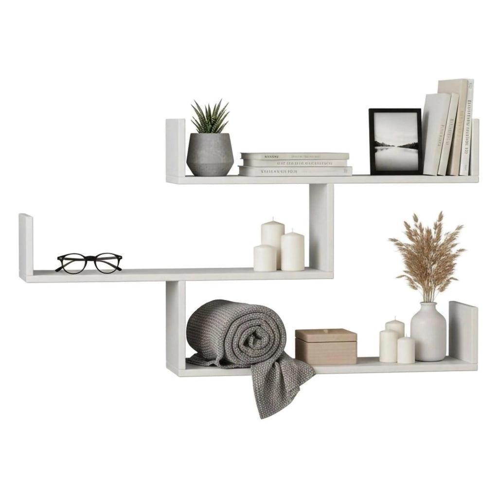 Mensola Sadachbia, Scaffale, Ripiano a muro, Scaffalatura multiuso, 119x23h67 cm, Bianco