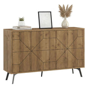 Credenza Brunale, Buffet da soggiorno, Madia da salotto, Dispensa da cucina, 123x35h77 cm, Rovere