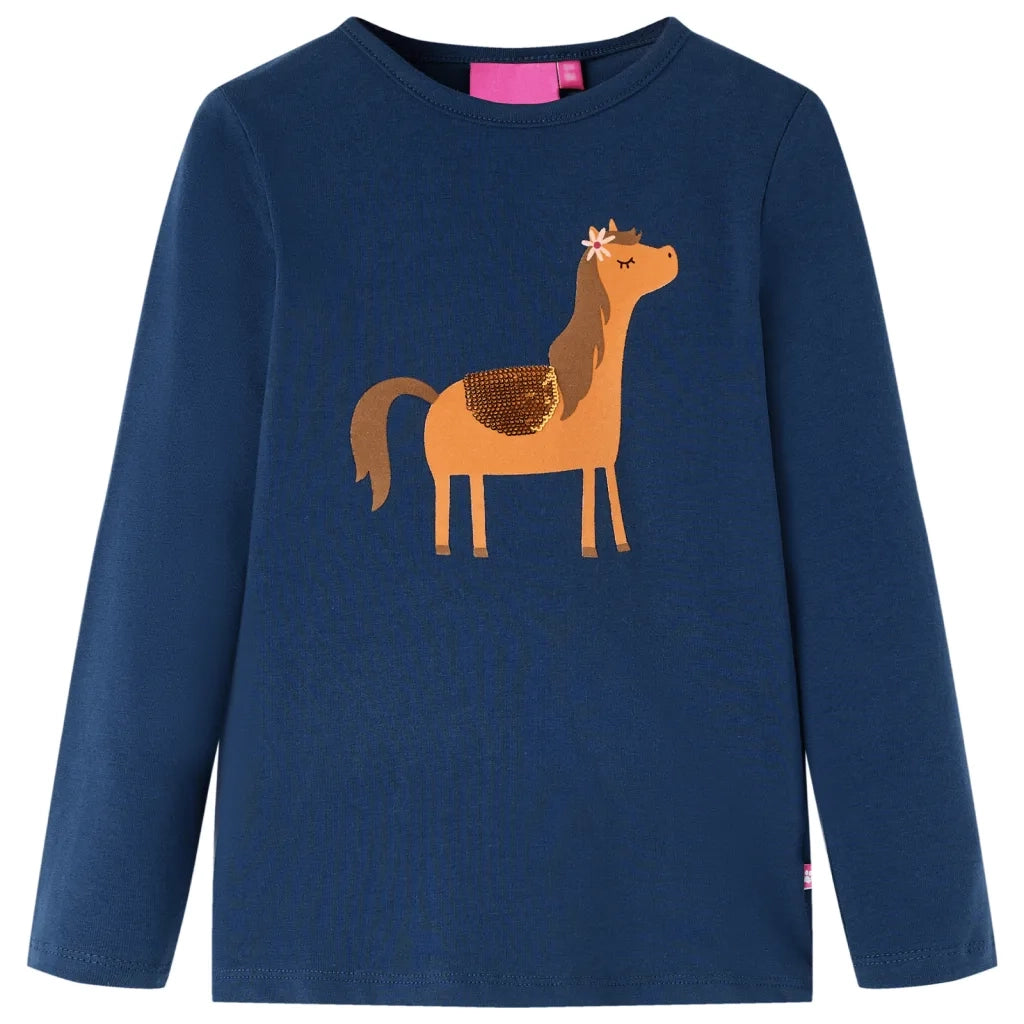 Maglietta da Bambina a Maniche Lunghe Blu Marino 116cod mxl 132058
