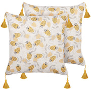 Set di 2 cuscini in poliestere di colore giallo e beige 45 x 45 soggiorno camera da letto