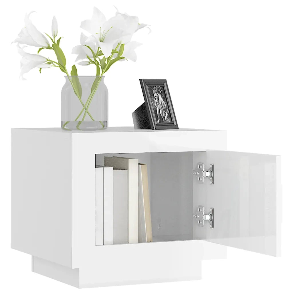 Tavolino Salotto Bianco Lucido 51x50x45 cm in Legno Multistrato 811805