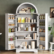 Vetrina con 3 ripiani e 5 vani, con vani aperti ad arco, per cucina e soggiorno, in MDF, bianco, 70 × 40 × 165 cm