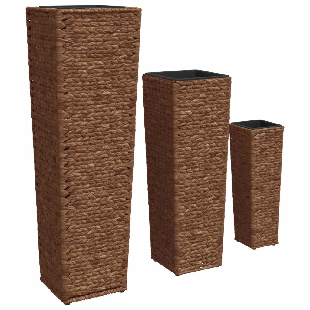 Letti Rialzati 3 pz in Giacinto Intrecciato Marrone Scuro 45569