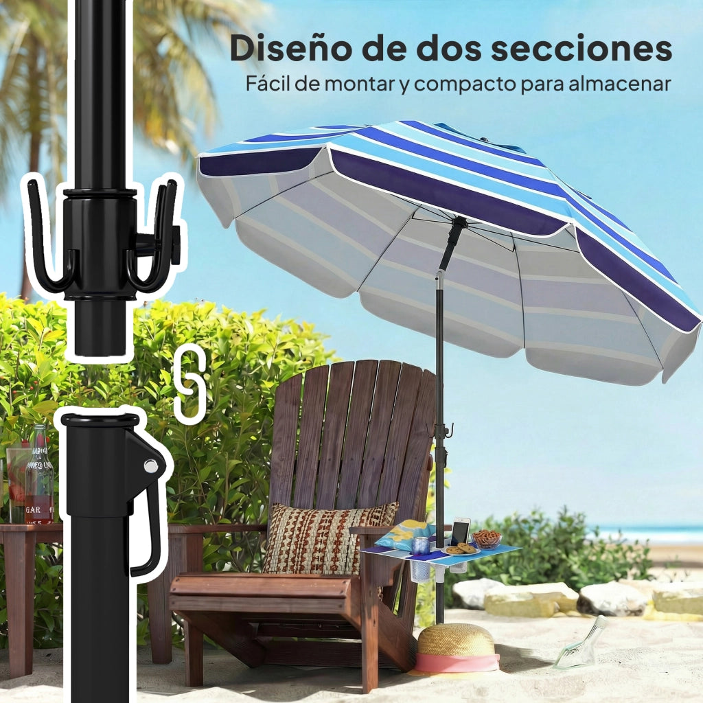 Ombrellone da Giardino con Tavolino Pieghevole e Portabicchieri ¨C zephmum ¨C ?198 cm Multicolore