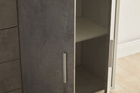 Mobile Basso 4 Ante 4 Cassetti 203x84x41 cm Ossido Bianco/Cemento