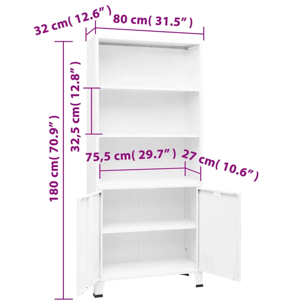 Libreria Industriale Bianca 80x32x180 cm in Acciaio 339632