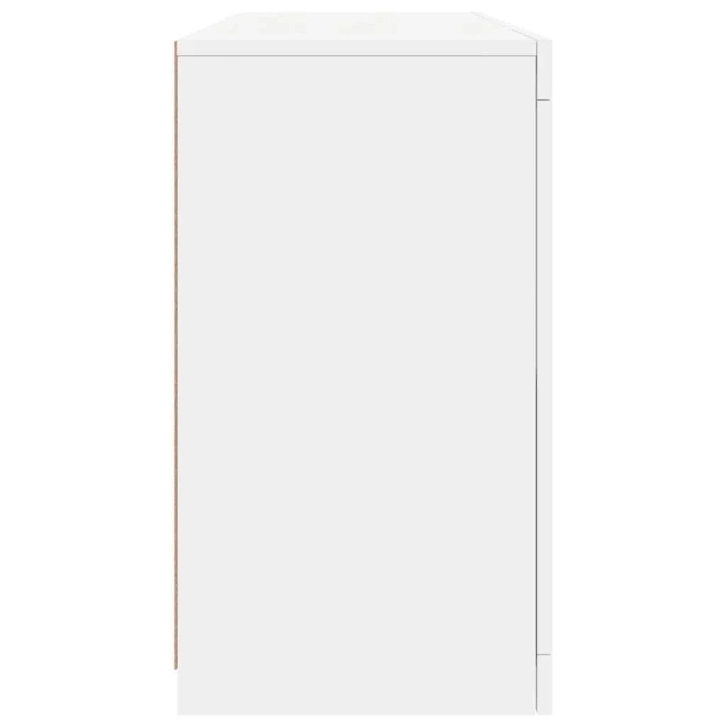 Buffet credenza cassettiera mobiletto mobile contenitore organizer per cucina soggiorno salotto con luci LED 142,5 x 37 x 67 cm bianco 02_0029828