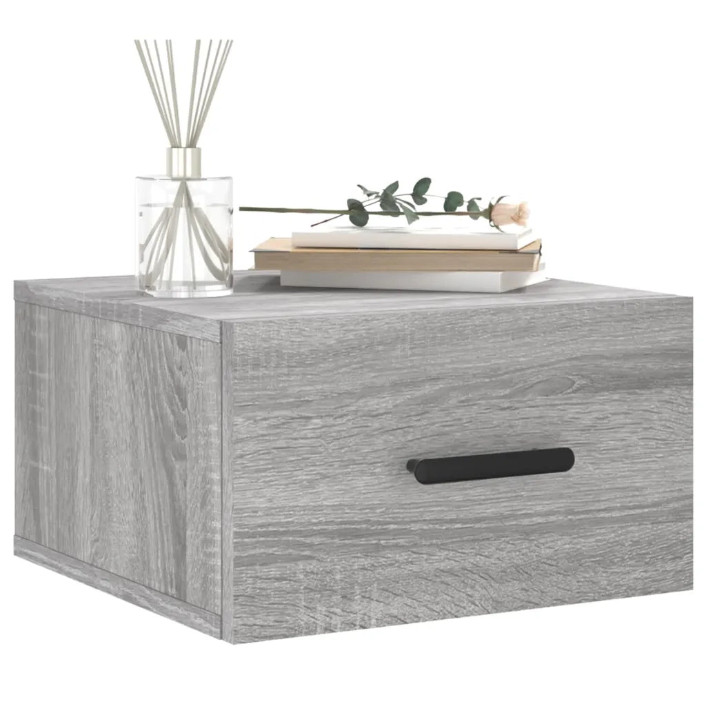 Set di 2 Comodini | Armadio da Notte | Mobiletto da notte a Muro Grigio Sonoma 35x35x20 cm