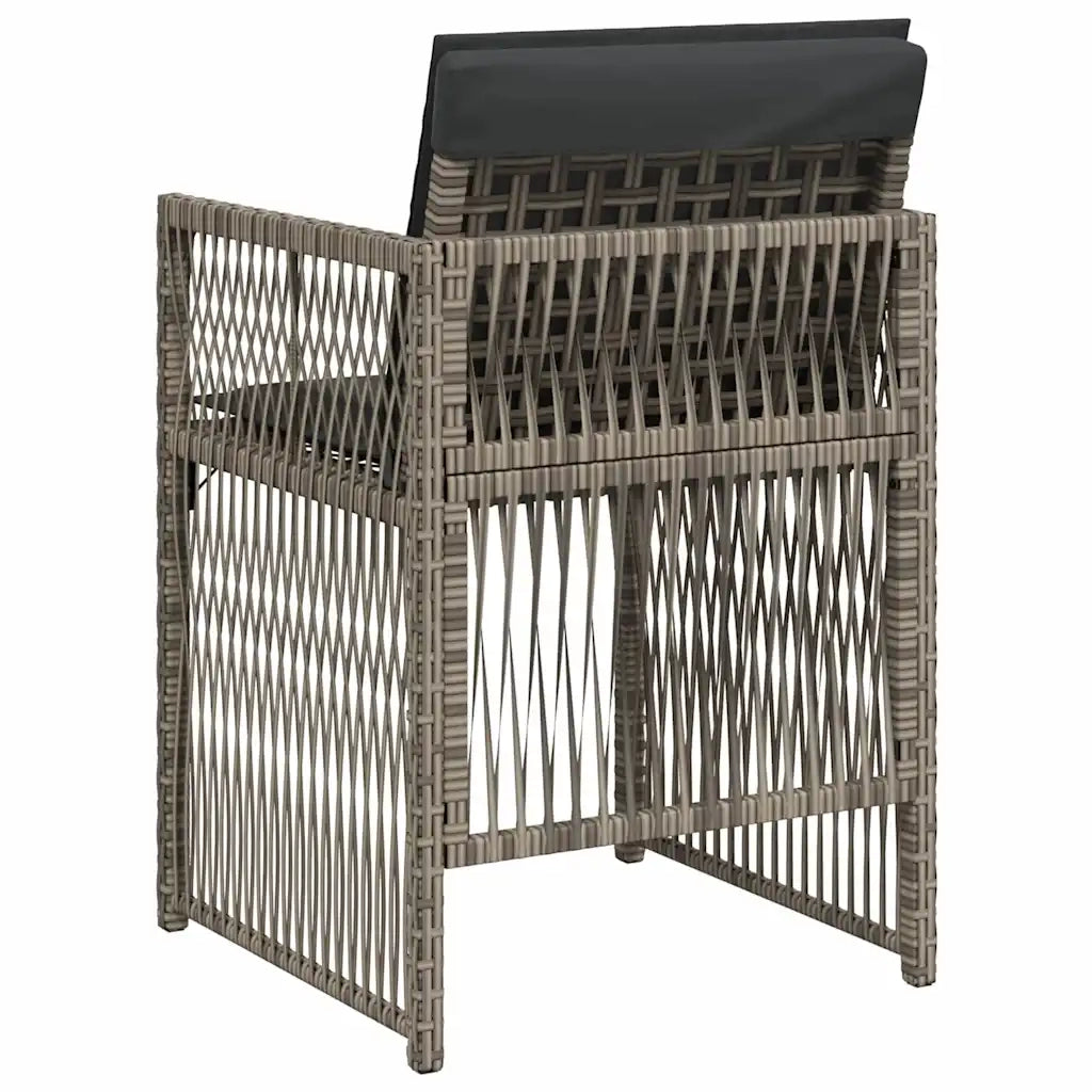 Sedie da Giardino con Cuscini 4pz Grigio in Polyrattan 364968