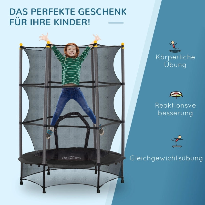 Trampolino per Bambini 140 x 140 cm con Rete di Sicurezza; Senza Molle; in Plastica; Nero