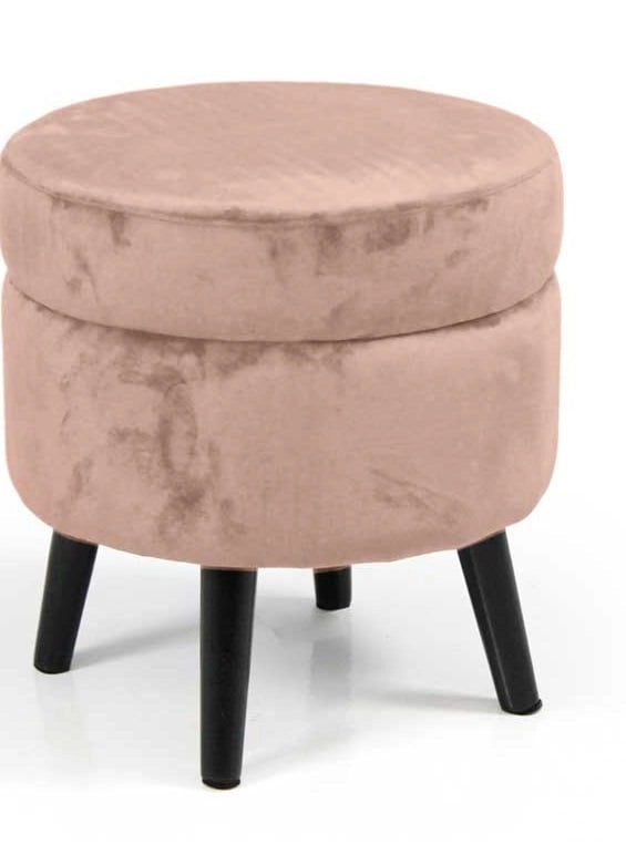 POUF CONTENITORE SEDUTA IN VELLUTO E GAMBE NERE 37 X H40 CM COLORE ROSA