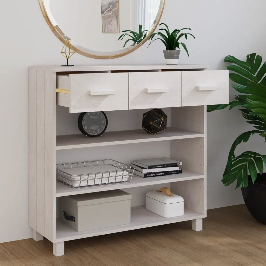 Tavolo Consolle | Tavolo d'Ingresso Bianco 90x35x90 cm Legno Massello di Pino