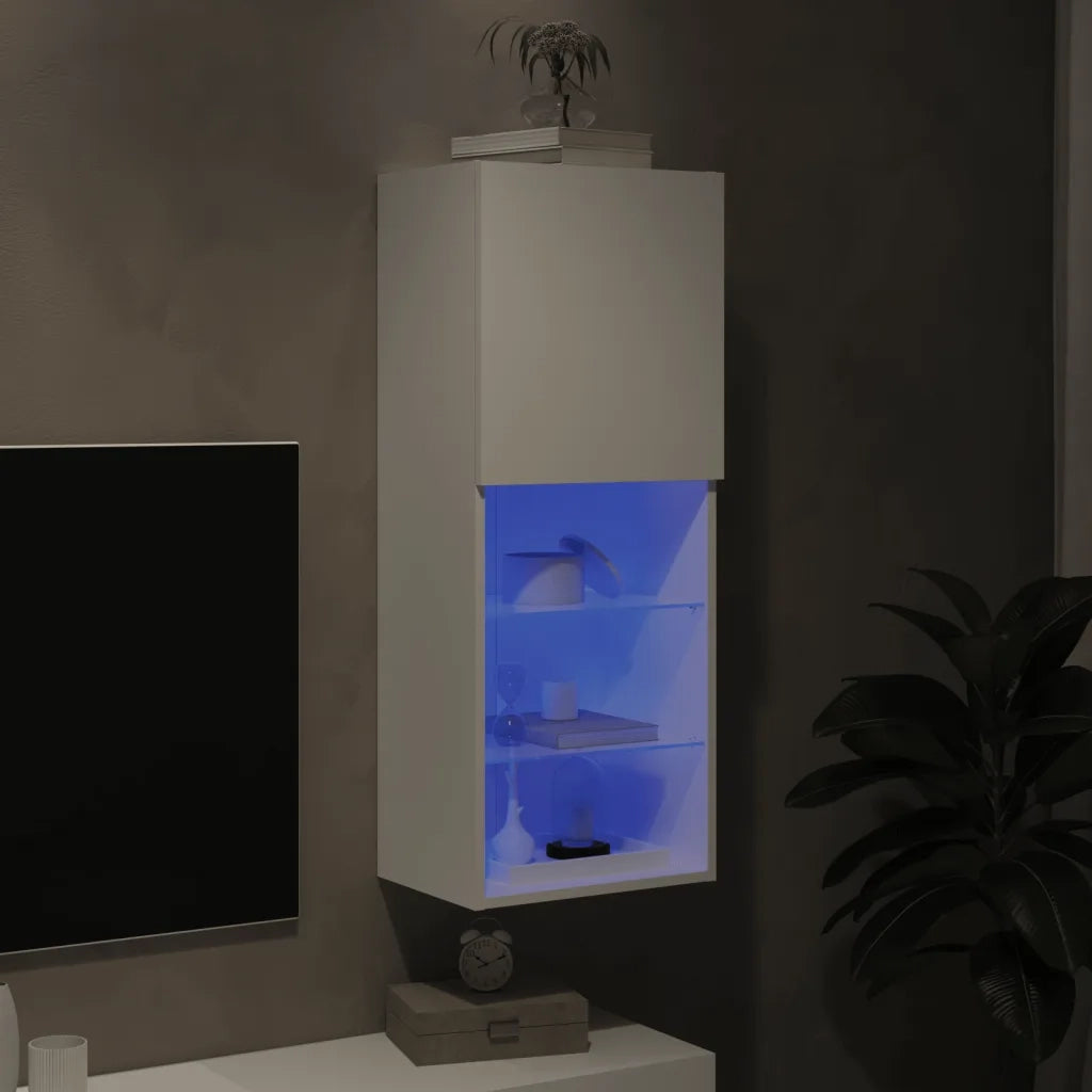 Mobile TV con Luci LED-Credenza TV-Console TV Bianco 40,5x30x102 cm