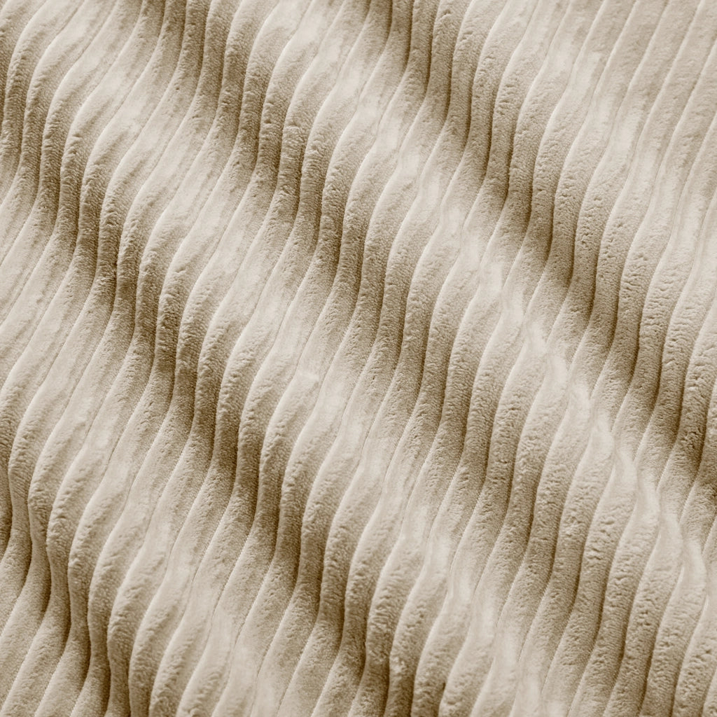 Divano angolare modulare senza montaggio; in schiuma 32D; braccioli curvi; tessuto a coste beige