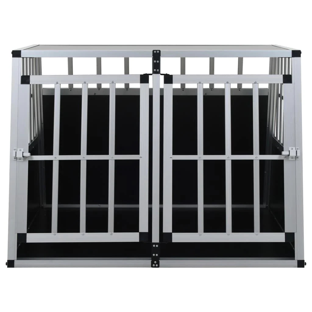 Trasportino per cani con doppia porta 94 x 88 x 69 cm alluminio e MDF nero 02_0000064