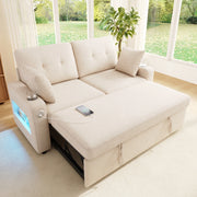 DIVANO LETTO 2 posti estraibile 141,5x131x83,5 cm Chenille Beige