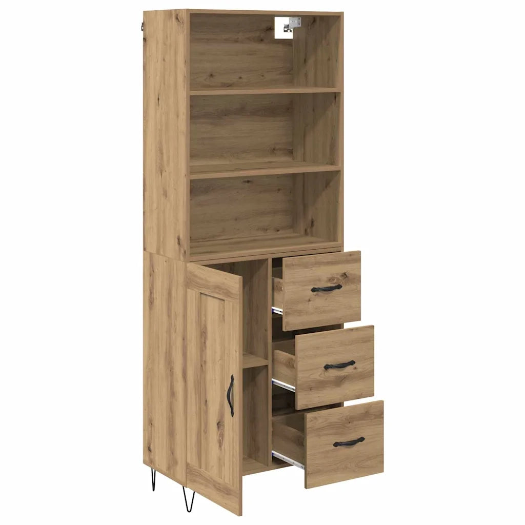 Credenza con Cassetto-Buffet-Armadio da cucina Rovere artigianale 69,5 x 34 x 180 cm 932887