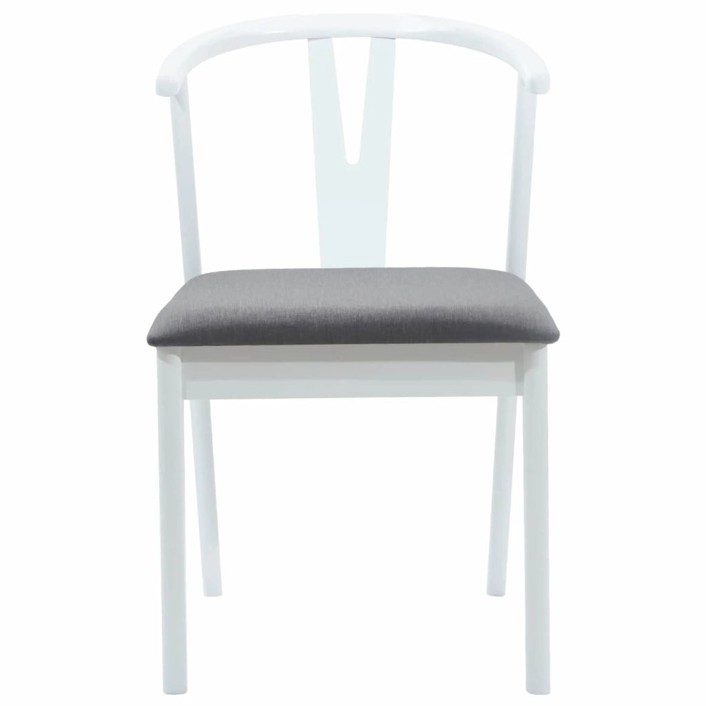 Sedia da pranzo 2 pcs Bianco e Grigio Legno di gomma solido