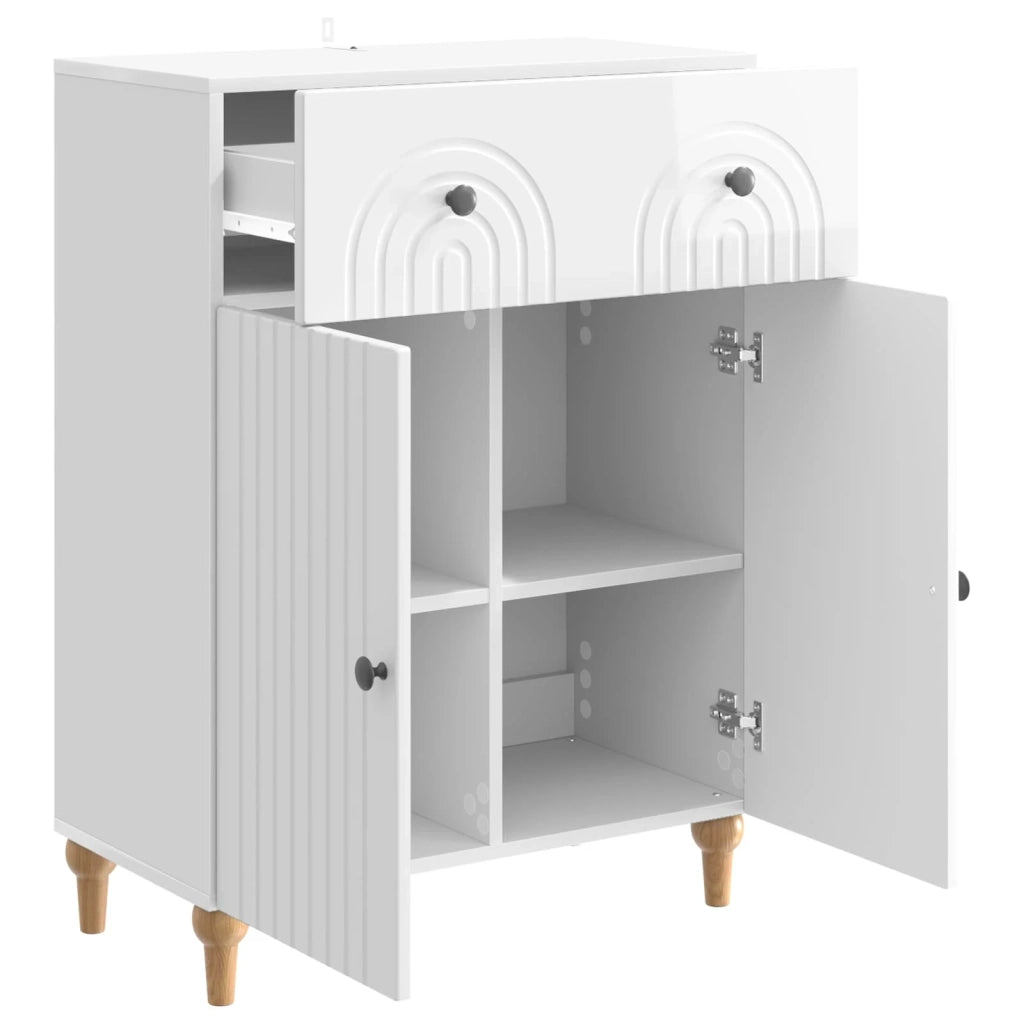 Credenza Bianco Lucido 66 x 34,5 x 90 cm Legno ingegnerizzato