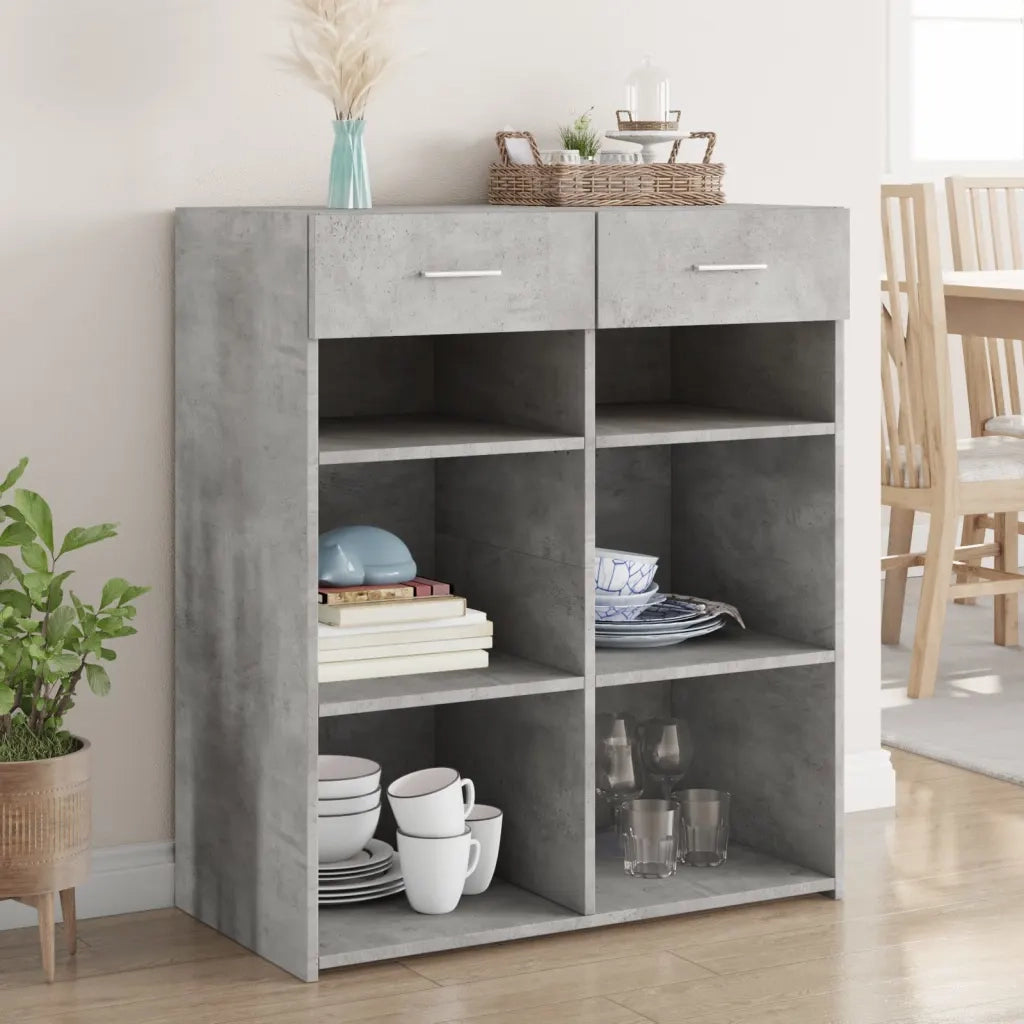 Credenza-Buffet-Armadio da cucina Grigio Cemento 80x42,5x93 cm in Legno Multistrato 100005