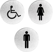 Tavolino per Bagno 3 pezzi - Acciaio Inossidabile - Autoadesivo - Uomo/Donna - 6,7 x 6,7 cm - Disegno di Base Simple - Stick per Bagno