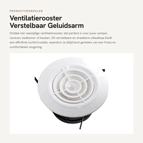 Ventilatore a soffitto rotondo - 125 mm - Vaniglia e regolabile - Silenzioso - Adatto per camper/caravan/bagno/cucina - Ventilatore a soffitto
