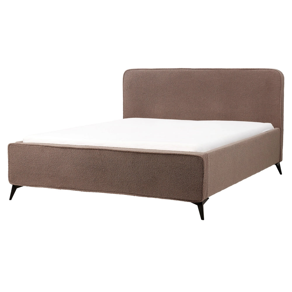 Letto matrimoniale in bouclé con struttura a doghe 160 x 200 cm stile classico camera da letto
