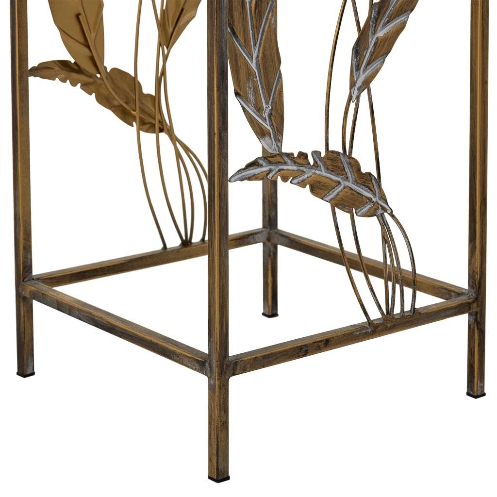 Tavolino angolare in metallo dorato 28x28x69h