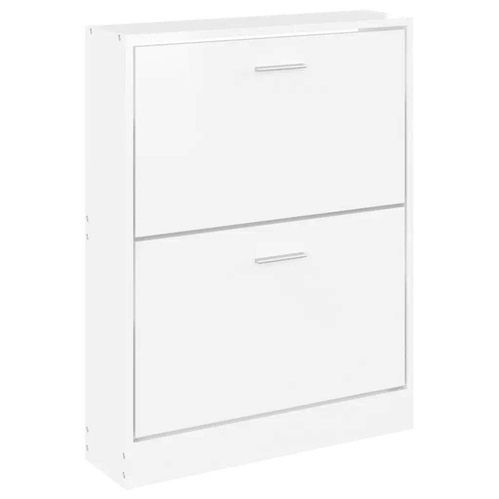 Scarpiera Bianco Lucido 59x17x81 cm in Legno Multistrato 342538